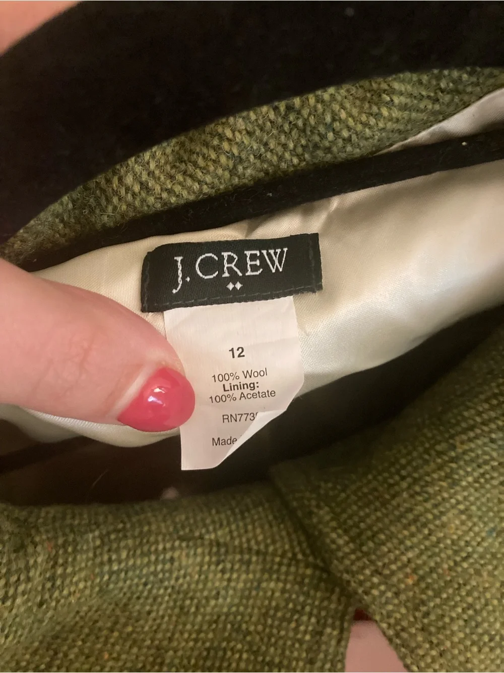 J. Crew Factory Olive Green Wool-Blend Button Jacket